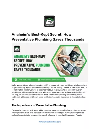 Anaheim's Best-Kept Secret_ How Preventative Plumbing Saves Thousands