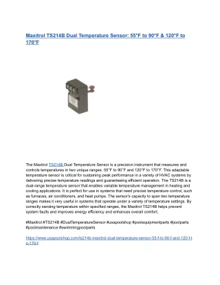 Maxitrol TS214B Dual Temperature Sensor_ 55°F to 90°F & 120°F to 170°F