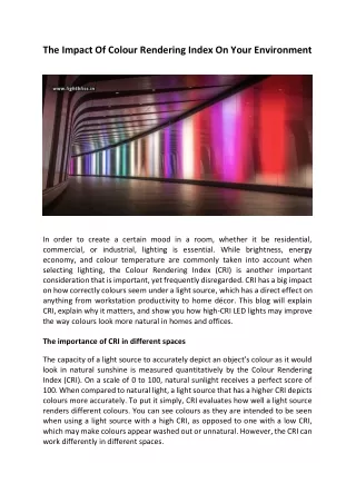 The Impact Of Colour Rendering Index On Your Environment