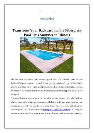 Transform Your Backyard with a Fiberglass Pool This Summer in Illinois