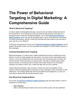 The Power of Behavioral Targeting in Digital Marketing: A Comprehensive Guide