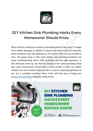 DIY Kitchen Sink Plumbing Hacks Every Homeowner Should Know