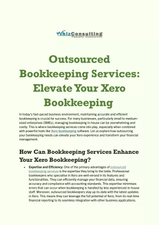 Outsourced Bookkeeping Services Elevate Your Xero Bookkeeping