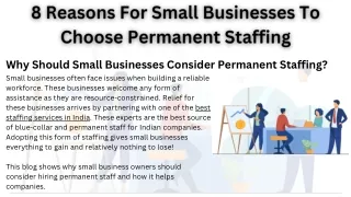 8 Reasons For Small Businesses To Choose Permanent Staffing