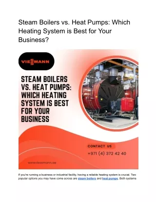 Steam Boilers vs. Heat Pumps: Which Heating System is Best for Your Business