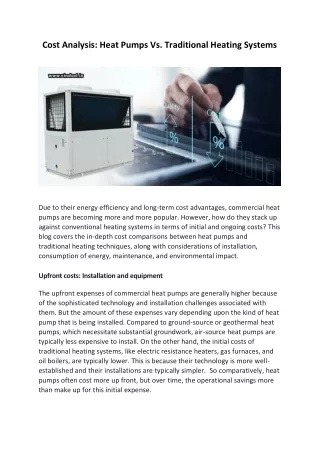 Cost Analysis - Heat Pumps Vs. Traditional Heating Systems