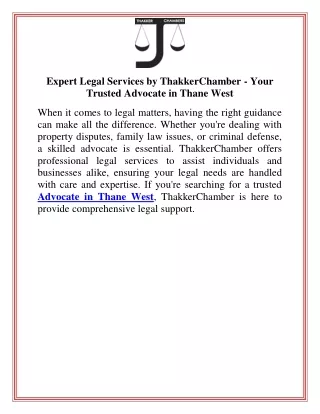 Expert Legal Services by ThakkerChamber  Your Trusted Advocate in Thane West