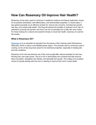 Why Rosemary Oil is the Secret to Stronger, Healthier Hair