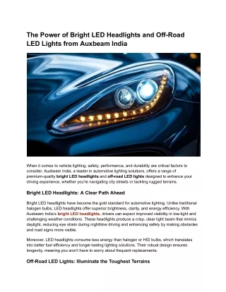 The Power of Bright LED Headlights and Off-Road LED Lights from Auxbeam India