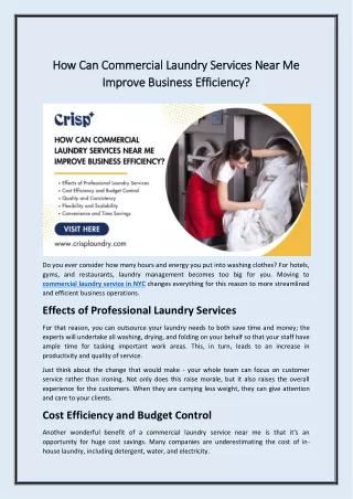 How Can Commercial Laundry Services Near Me Improve Business Efficiency?