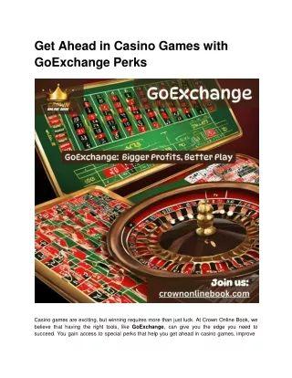 Get Ahead in Casino Games with GoExchange Perks