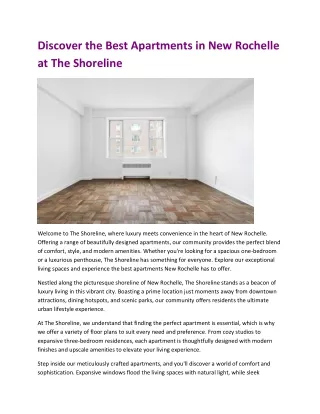 Discover the Best Apartments in New Rochelle at The Shoreline