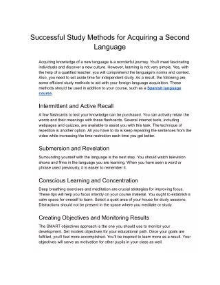 SIFIL- Successful Study Methods for Acquiring a Second Language