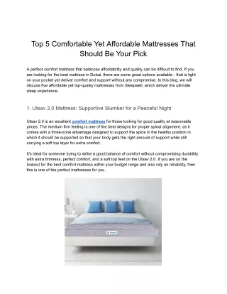 Top 5 Comfortable Yet Affordable Mattresses That Should Be Your Pick