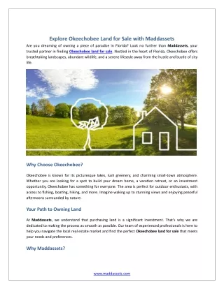 Explore Okeechobee Land for Sale with Maddassets