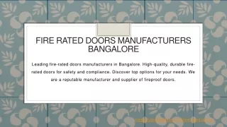Fire Rated Doors Manufacturers Bangalore