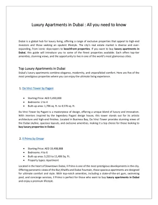 Luxury Apartments in Dubai