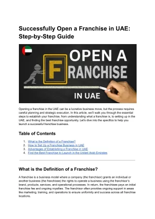 Successfully Open a Franchise in UAE_ Step-by-Step Guide