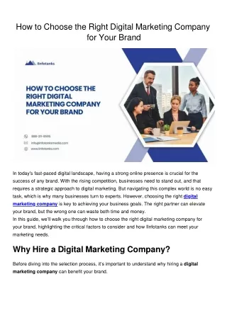 How to Choose the Right Digital Marketing Company for Your Brand