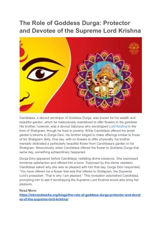 The Role of Goddess Durga_ Protector and Devotee of the Supreme Lord Krishna