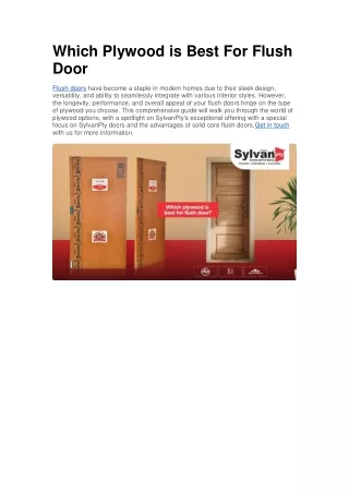 Which Plywood is Best For Flush Door