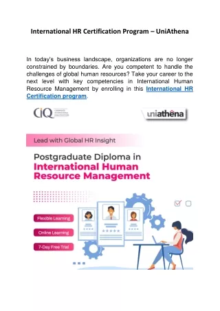 International HR Certification Program- UniAthena