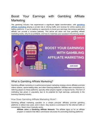 Boost Your Earnings with Gambling Affiliate Marketing