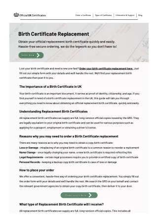 Replacement Birth Certificate Uk