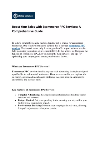Boost Your Sales with Ecommerce PPC Services A Comprehensive Guide
