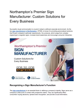 Northampton’s Premier Sign Manufacturer: Custom Solutions for Every Business