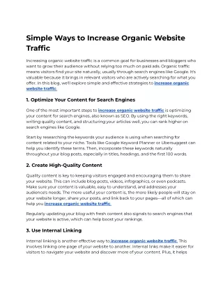 Simple Ways to Increase Organic Website Traffic