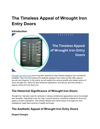 The Timeless Appeal of Wrought Iron Entry Doors