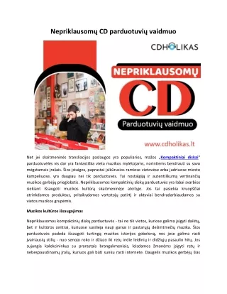 Nepriklausomų CD parduotuvių vaidmuo