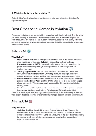 Which city is best for aviation...