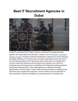Best IT Recruitment Agencies in Dubai