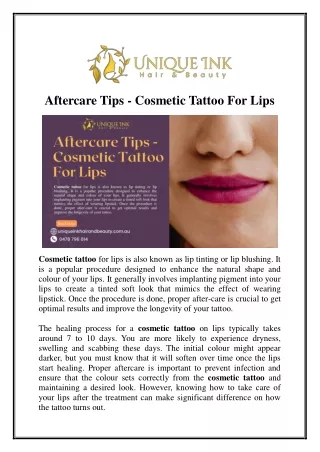 Aftercare Tips - Cosmetic Tattoo For Lips