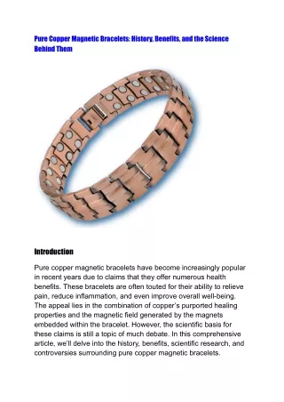 Pure Copper Magnetic Bracelets: History, Benefits, and the Science Behind Them