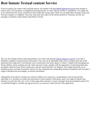 Ideal Inmate Textual content Provider
