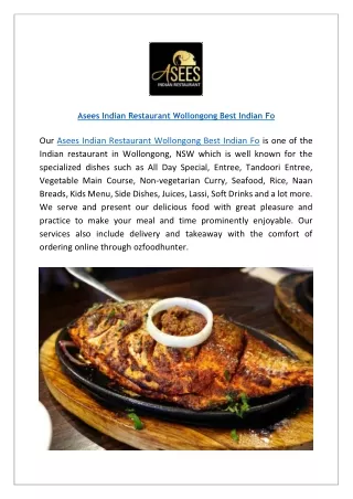 Asees Indian Restaurant Menu in Wollongong, Order now