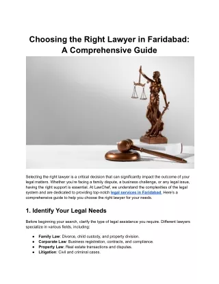 Choosing the Right Lawyer in Faridabad_ A Comprehensive Guide