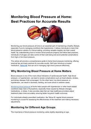 Monitoring Blood Pressure at Home_ Best Practices for Accurate Results