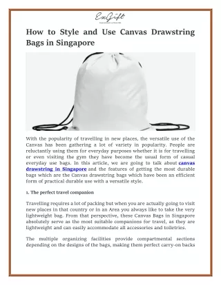 How to Style and Use Canvas Drawstring Bags in Singapore