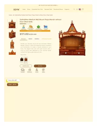 SukhatMan Medium Wall Mount Pooja Mandir without Door