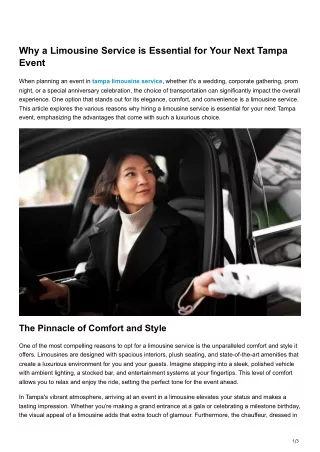 Why a Limousine Service is Essential for Your Next Tampa Event