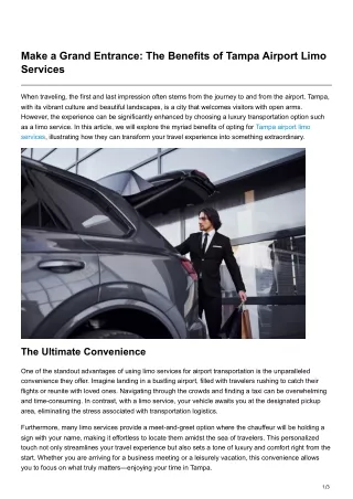 Make a Grand Entrance The Benefits of Tampa Airport Limo Services