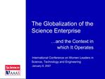 The Globalization of the Science Enterprise
