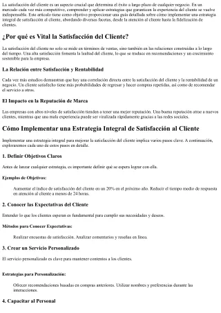 Cómo Implementar una Estrategia Integral de Satisfacción al Cliente