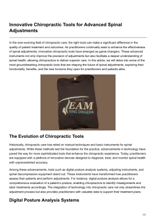 Innovative Chiropractic Tools for Advanced Spinal Adjustments