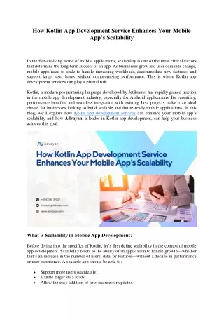 How Kotlin App Development Service Enhances Your Mobile App