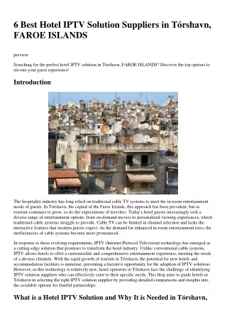 6 Best Hotel IPTV Solution Suppliers in Tórshavn, FAROE ISLANDS